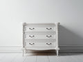 Cómodas de madera 100 x 45 x 90 cm - blanco y bronce - tres cajones con diseño clásico para dormitorio