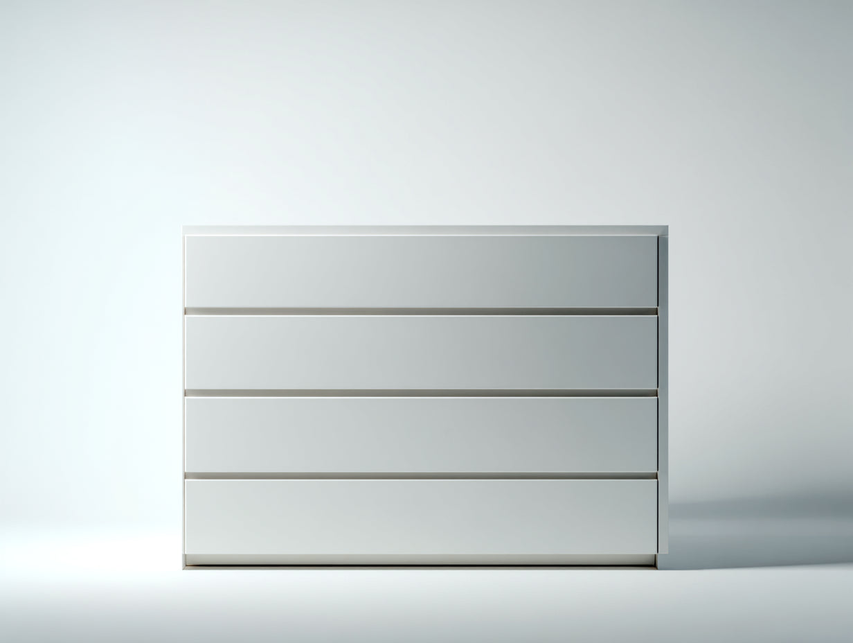 Cómoda ancha de 4 cajones 100 x 40 x 85 cm - blanco - diseño moderno sin tiradores para dormitorio y salón