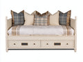 Sofás cama de madera 212 x 98 x 86 cm - Beige - 2 cajones integrados - Estilo clásico