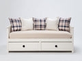Sofá cama individual de madera con 2 cajones 200 x 95 x 90 cm - blanco y beige - diseño moderno para dormitorio y habitación de invitados
