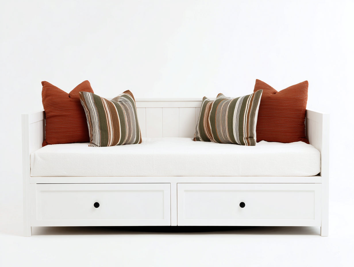 Sofás cama de madera 200 x 90 x 85 cm - Blanco - 2 cajones y diseño compacto
