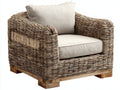 Sillones de ratán 90 x 88 x 82 cm - marrón natural y beige - con asiento acolchado y estilo rústico para salón