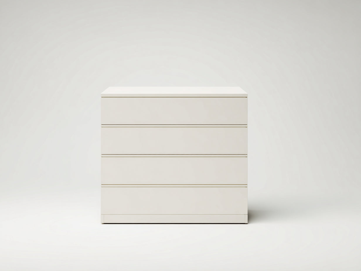 Cómodas de madera 80 x 40 x 85 cm - Blanco crema - 4 cajones y diseño minimalista