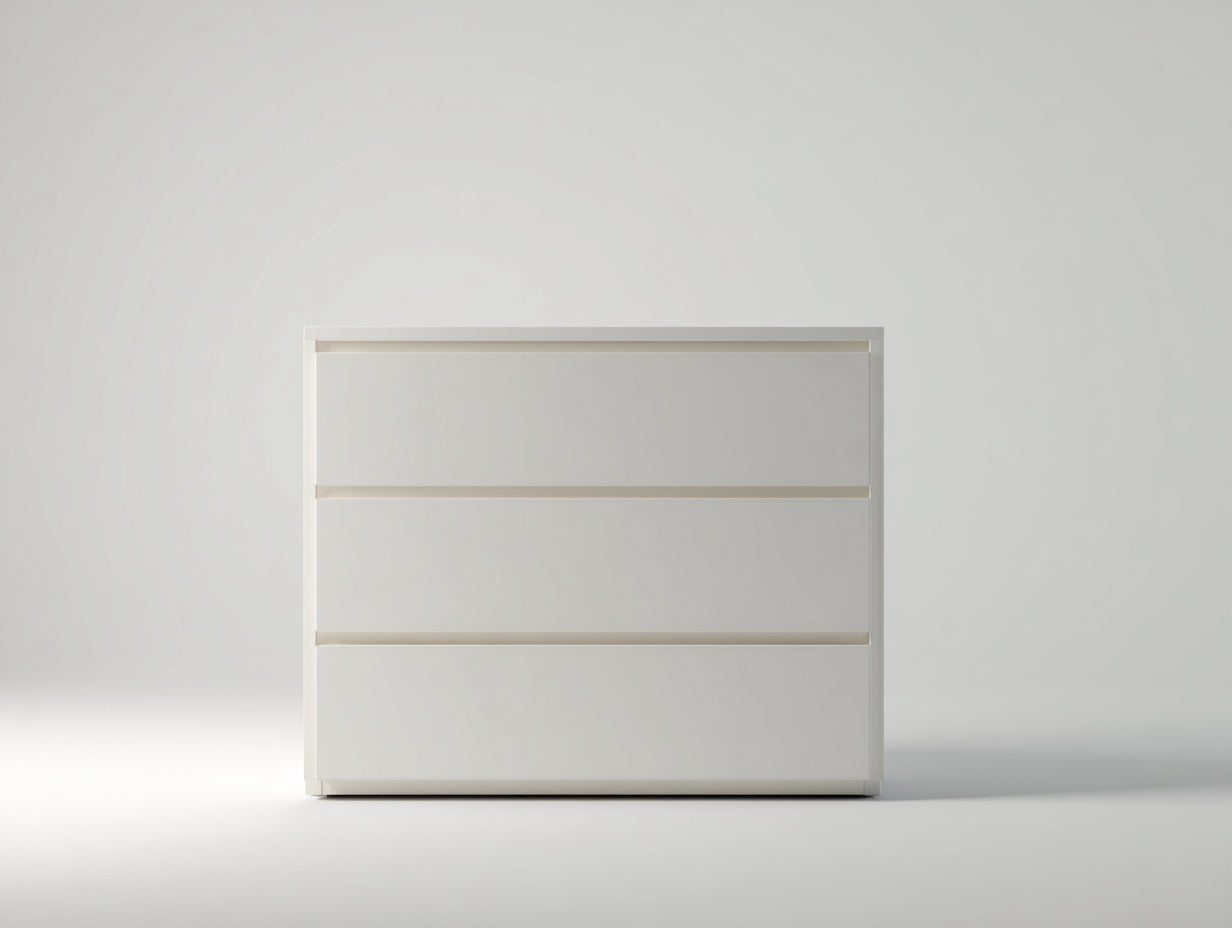 Cómoda de 3 cajones 80 x 40 x 75 cm - blanco - diseño moderno sin tiradores para dormitorio y recibidor