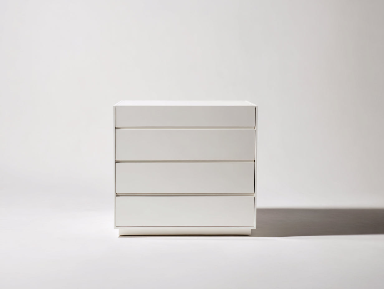 Cómodas de madera 80 x 42 x 90 cm - Blanco - 4 cajones sin tiradores - Diseño moderno