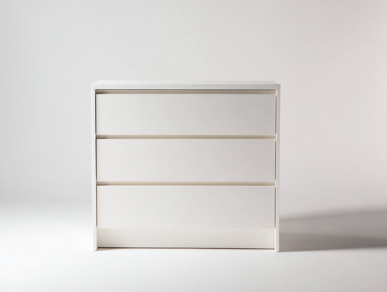 Cómodas de madera 80 x 40 x 85 cm - blanco - tres cajones sin tiradores para dormitorio