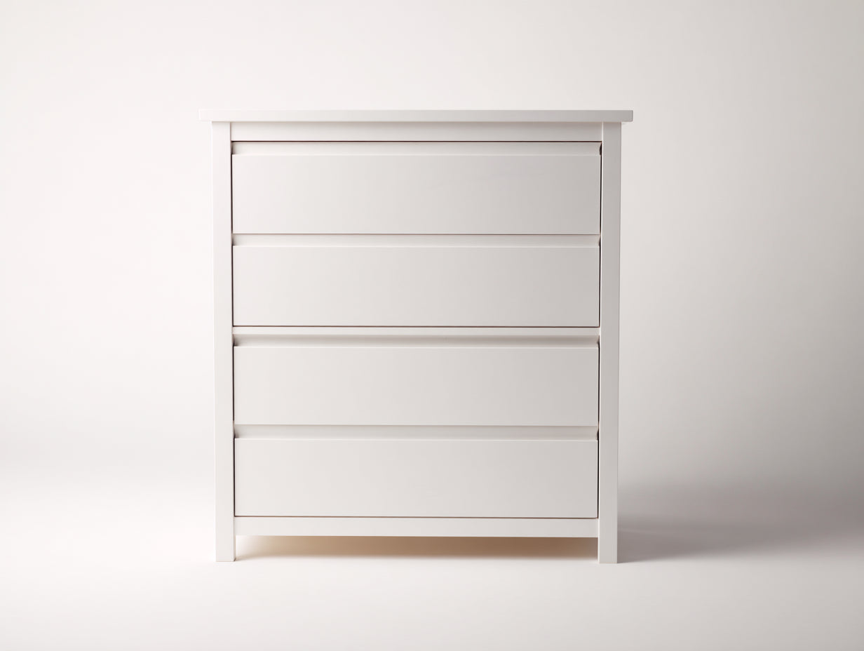Cómodas de madera 85 x 42 x 100 cm - blanco - 4 cajones de diseño minimalista