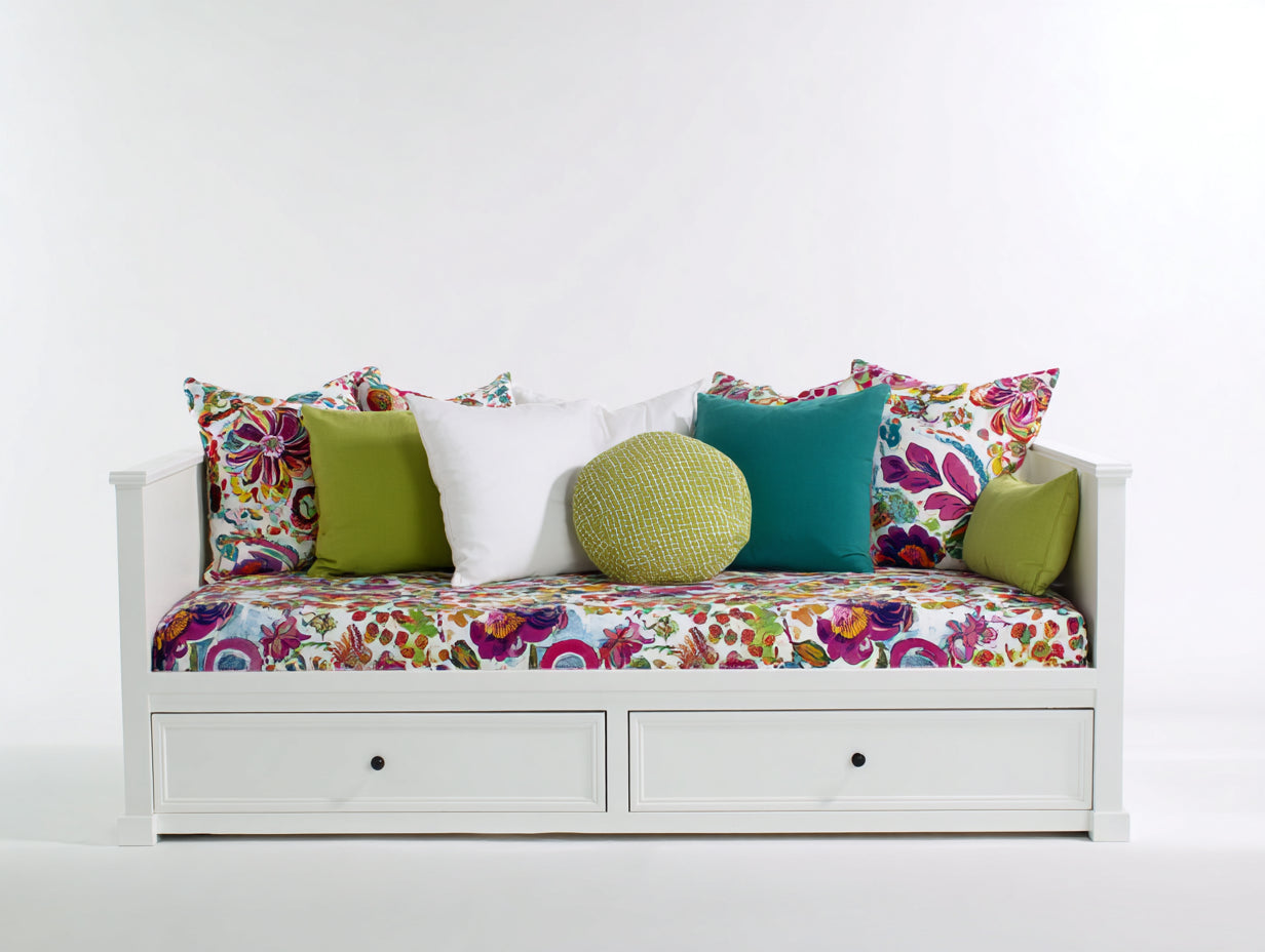 Sofás cama de madera 205 x 95 x 90 cm - Blanco - 2 cajones y diseño funcional