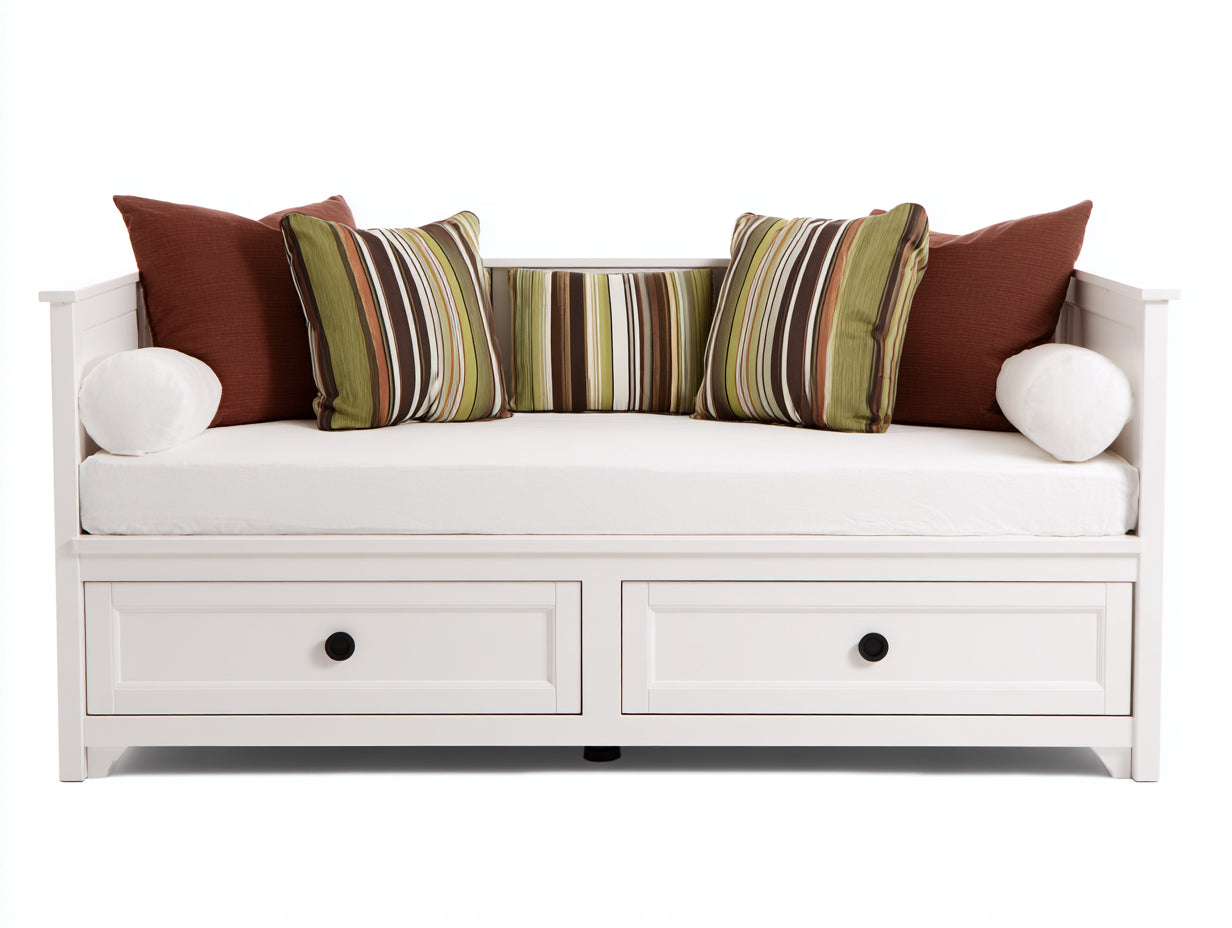 Sofás cama de madera 170 x 85 x 82 cm - blanco - con 2 cajones y diseño compacto