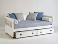 Sofás cama de madera 200 x 95 x 92 cm - blanco y azul - con 2 cajones extraíbles