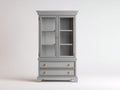Vitrina de madera y vidrio 100 x 45 x 190 cm - Gris - 2 puertas y 2 cajones - Estilo clásico