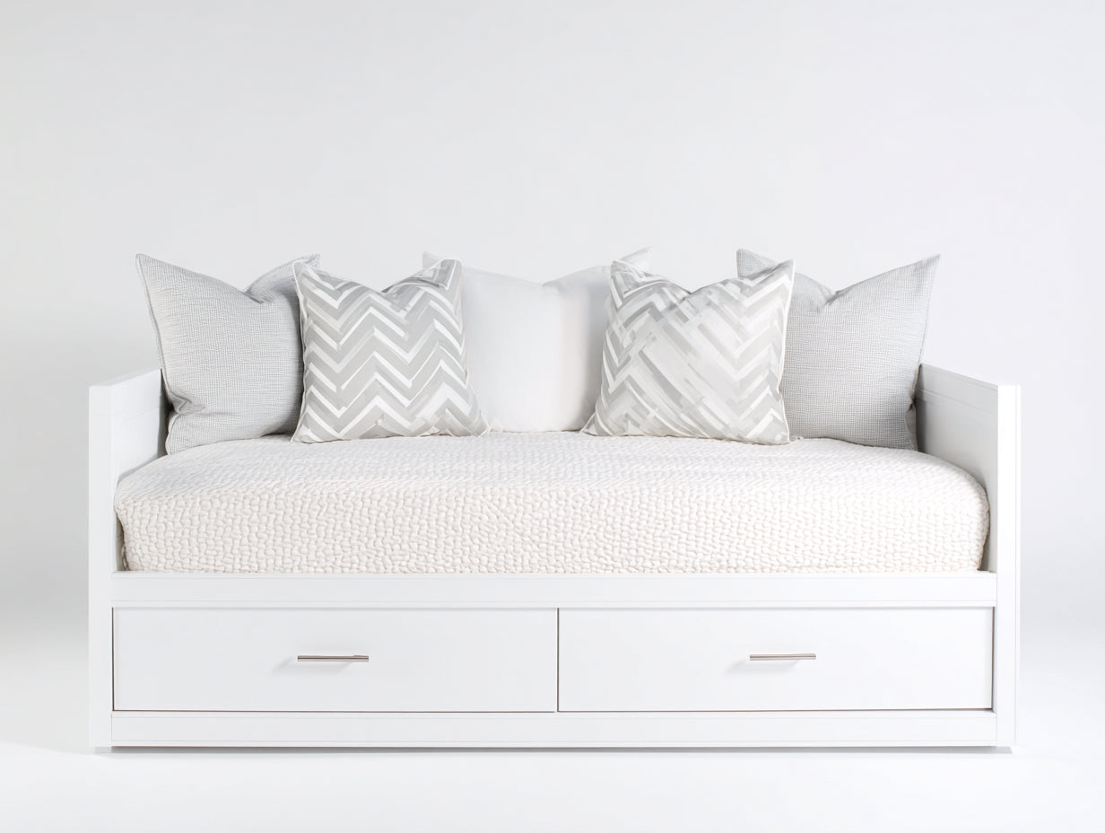 Sofás cama de madera 205 x 92 x 80 cm - Blanco - 2 cajones integrados - Diseño nórdico