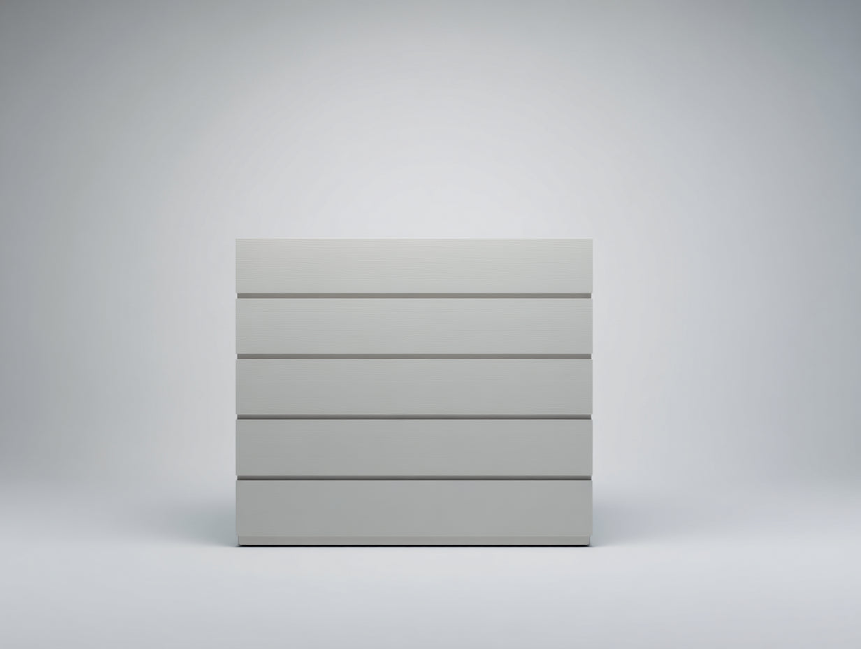 Cómodas de madera 82 x 42 x 100 cm - Blanco - 5 cajones sin tiradores - Diseño moderno