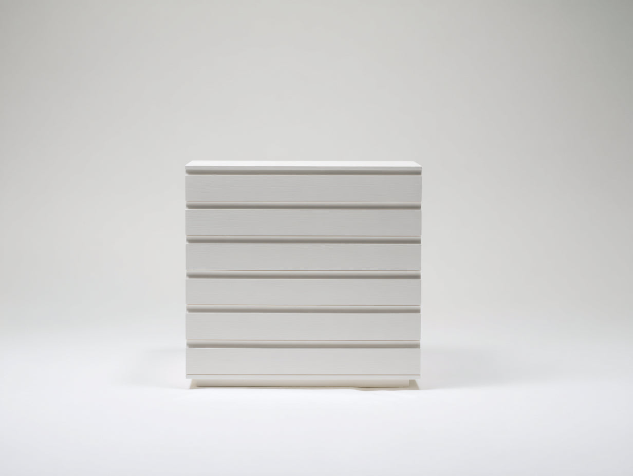Cómoda alta de 6 cajones 80 x 40 x 110 cm - blanco - diseño moderno sin tiradores para dormitorio y vestidor