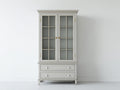 Vitrina de madera y vidrio 90 x 40 x 190 cm - gris claro - dos puertas y dos cajones para salón y comedor