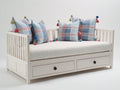Sofás cama de madera 200 x 90 x 85 cm - blanco roto y negro - con dos cajones y diseño funcional para dormitorio y sala de estar